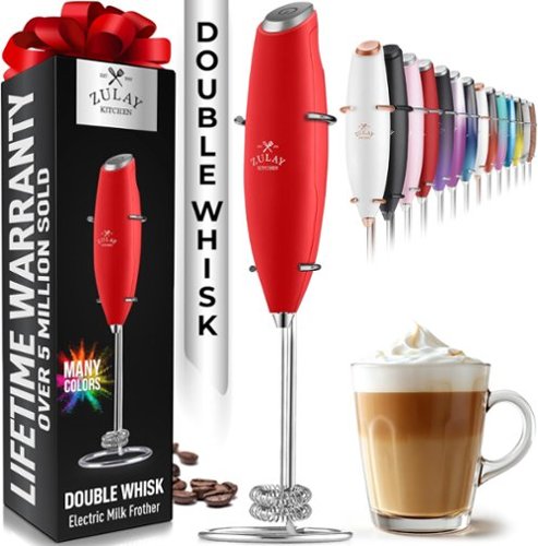 Zulay Kitchen Powerful Double Whisk Milk Frother Handheld Foam
