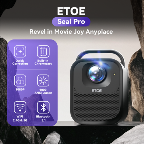 ETOE Seal Pro 4K 1080P Smart Projector, Google TV & Netflix