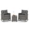 Costway - 3 PCS Patio Wicker Rocking Set with Tempered Glass Table & Soft Cushions Outdoor - Gray-Front_Standard