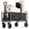 Bestier - CollapsibleWagon Cart ,330 lbs Quantity Portable Utility Wagon with Adjustable Handbar for Camping,Shopping,Outdoor - Black-Front_Standard