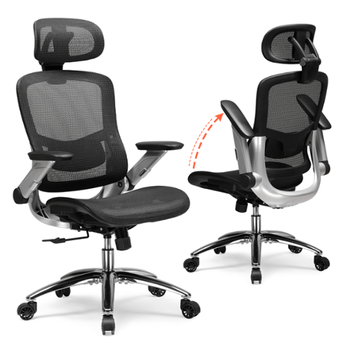 CloudRest Pro - Big and Tall Ergonomic Mesh Office Chair Wide Cushion Executive Chair High Back Reclining Computer Chair Task Chair - Black-Front_Standard 