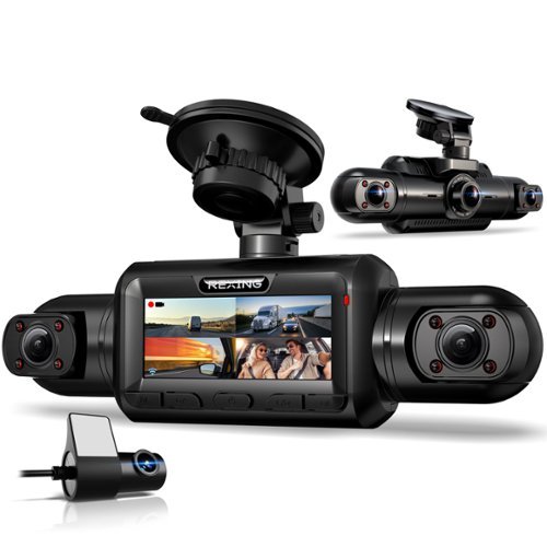 Rexing - Rexing2K Front + 1080p*3 4CH Dash Cam, WiFi, GPS, Loop Recording, Parking Mode, G-Sensor - Black
