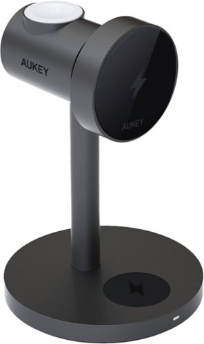 Aukey - MagFusion Magnetic Wireless Charging Station (Qi 2.0, 15W, 3-in-1) - Grey