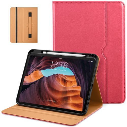 DTTO - Case for iPad 11th Gen 11" 2025 (A16) & 10th Gen 10.9" 2022, Leather Folio Cover with Pencil Holder & Auto Wake/Sleep - Watermelon red-Front_Standard 