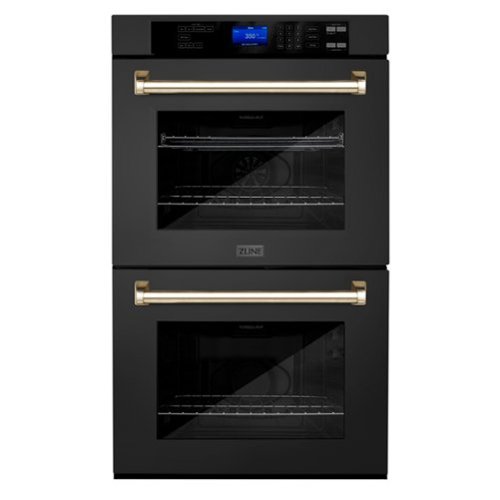 ZLINE - 30" Autograph Edition Double Wall Oven with Self Clean and True Convection in Black Stainless Steel and Polished Gold - Multicolor-Front_Standard 