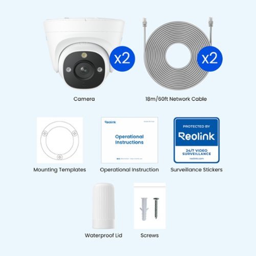 Reolink 2-Camera Indoor/Outdoor Add On or Stand Alone Wired PoE 4K+ 12MP Security Dome IP Cameras, Smart AI Search, Spotlight - White BUY IN EUROPE