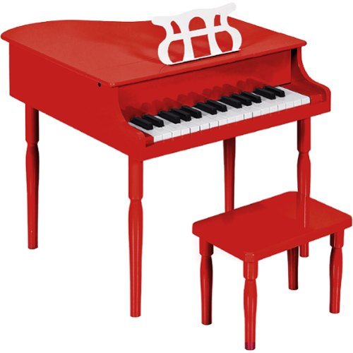 Best Choice Products - Kids Classic 30-Key Mini Piano w/ Lid, Bench, Folding Music Rack, Song Book, Stickers - Red-Front_Standard 