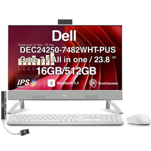 Dell - Upgraded - All-in-One 23.8 Touchscreen FHD Display (Intel Core 7 150U, 16GB, 512GB SSD, Win 11 Pro) w/USB Hub - White-Front_Standard 