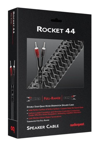 AudioQuest Rocket 44 Full-Range 9' Analog Speaker Cable w/ SureGrip 500 Connectors with Banana to Banana Connectors - Silver on Black WORLDWIDE DELIVERY