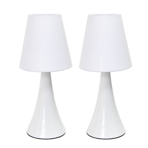Simple Designs - Valencia Colors 2 Pack Mini Touch Table Lamp Set with Fabric Shades - White-Front_Standard 