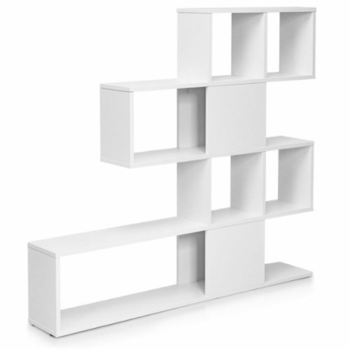 Costway 5-Tier Bookshelf Corner Ladder Bookcase Display Storage Rack - White