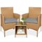 Best Choice Products - 3-Piece Outdoor Wicker Conversation Patio Bistro Set, w/ 2 Chairs, Table - Natural/Cement Gray-Front_Standard