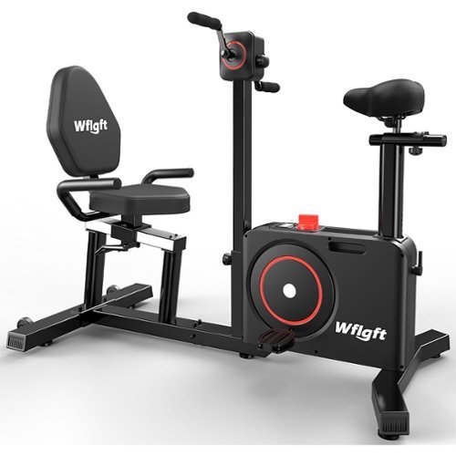 Pooboo - Recumbent Exercise Bike for Home, Dual Mode Sit & Upright Bike with Arm/Leg Exerciser, 350LB Magnetic Stationary Bike - Black-Front_Standard 