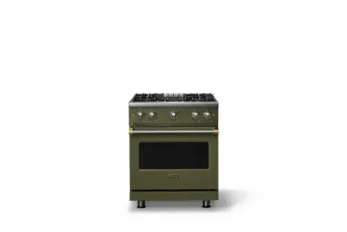 Front. Viking - 30 in. Wide Pro 5 Series 4.0 Cu. Ft. Freestanding Sealed 4 Burner Gas Convection Range - Martini/Brushed Brass - Martini.