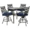 Hanover - Montclair 5-Piece High-Dining Patio Set with 4 Swivel Chairs and a 33-In. Counter-Height Dining Table - Navy/Brown-Front_Standard