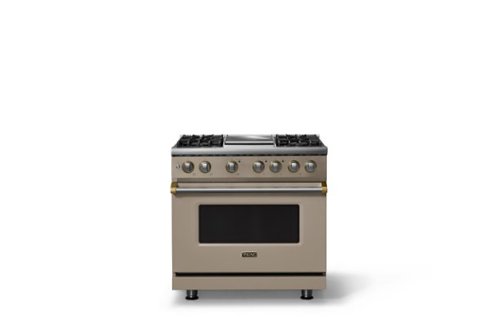Viking - 36"W. Pro5S 5.6 Cu. Ft. Freestanding Self-Clean Sealed 4B LP DF Convection Range/Grdl-Nantucket/Brushed Brass - Nantucket