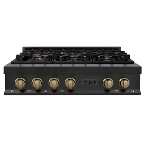ZLINE - Autograph 36 in. Legacy Rangetop in Black Stainless Steel with Bronze Accents - Black Stainless Steel