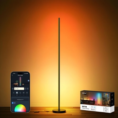 Neewer - NF04 NEW Smart RGBW Floor Lamp, 1000lm, 16M Colors, Music Sync, Alexa/Google, App/AI Control - Black-Front_Standard 
