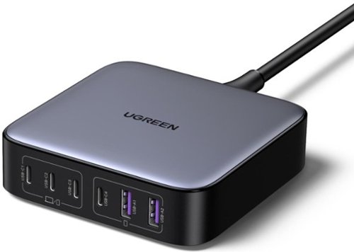 UGREEN - Nexode 6-Port 200W GaN Charging Station, USB-C Fast Charging Desktop Charger  for Laptops, Tablets, Cell Phones - Black-Front_Standard 