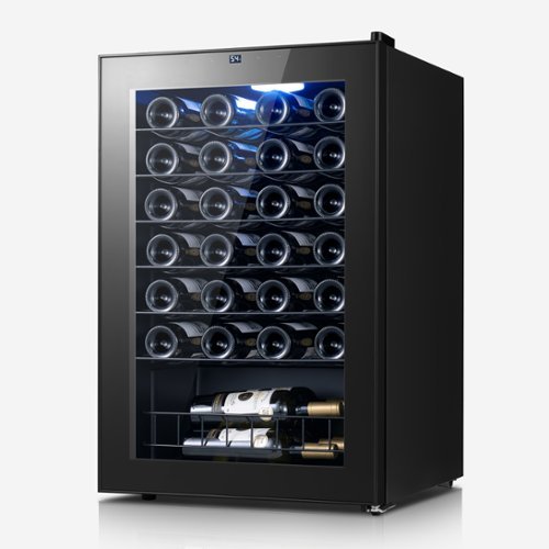 Yeego - 46-Bottle Wine Cooler (4.59 cu.ft) Freestanding Refrigerator with Whisper-Quiet Cooling for Home - Blue LED lighting-Front_Standard 