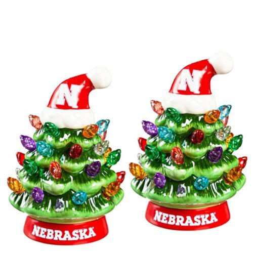 Evergreen Enterprises - Nebraska Huskers 2-Pack 4" Ceramic LED Christmas Tree Set - Multicolor-Front_Standard 