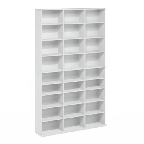 Furinno - JAYA 24-Shelf Multimedia Media Storage Tower Rack with Adjustable Shelves - White-Front_Standard 