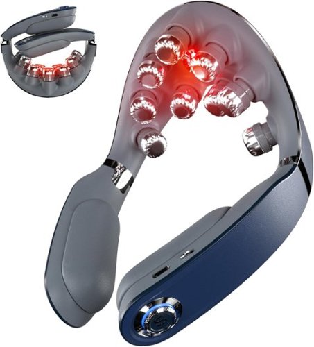 SKG - Foldable Neck Massager for Pain Relief Deep Tissue Vibration Cordless Travel Massager,Portable 9D Neck Massager - Blue-Front_Standard 