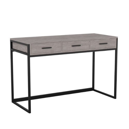 Martha Stewart - Ollie Gray 3 Drawer Home Office Desk - Gray Top/Oil Rubbed Bronze Frame-Front_Standard 