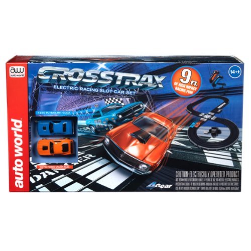 Round2 Auto World CrossTrax Road Course 9' Slot Car Race Set GLOBAL SHIPPING