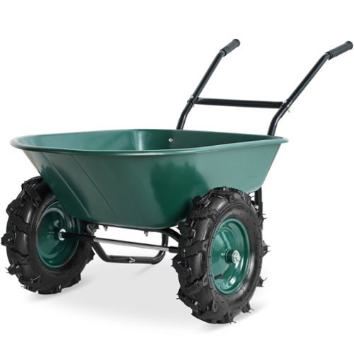 Best Choice Products - 16" Performance Tires Dual-Wheel Wheelbarrow Cart, 500Lb Capacity, Extra Large Wheels - Green-Front_Standard 