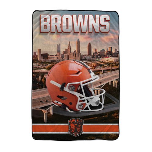 Pegasus - Cleveland Browns 66" x 95" Oversized Skyline Series Helmet Ultra Cozy Blanket - Multicolor-Front_Standard 