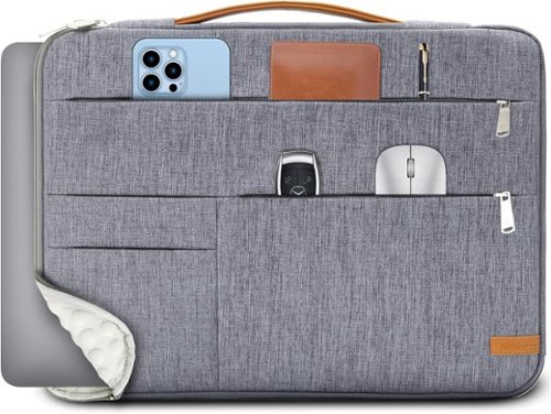 Wikistore - 16 inch Laptop Sleeve Bag Slim Lightweight Multiple Pockets Case for MacBook Pro Acer Asus Dell HP Grey - Gray-Front_Standard 