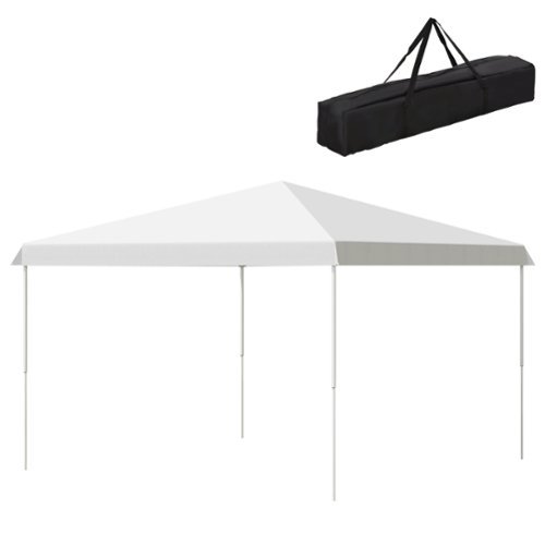 Outsunny - 13' x 13' Pop Up Canopy Tent, Instant Sun Shelter, Tents for Parties, Height Adjustable for Outdoor, Garden, Patio - White-Front_Standard 
