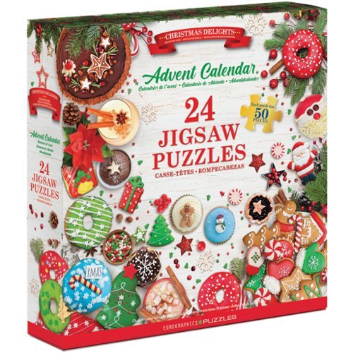 Eurographics: Puzzle Advent Calendar: Christmas Delights - 24 Daily Unique Individual Jigsaws, 5 x 5" 50pc Each, 1200pcs Total, Holiday Countdown Gift