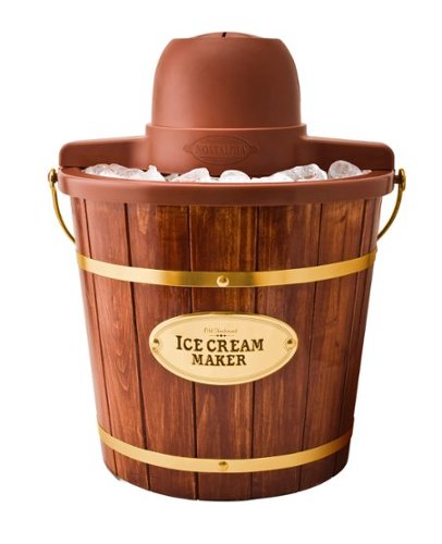 Nostalgia - 4-qt. Wood Bucket Ice Cream Maker - Dark Brown-Front_Standard 