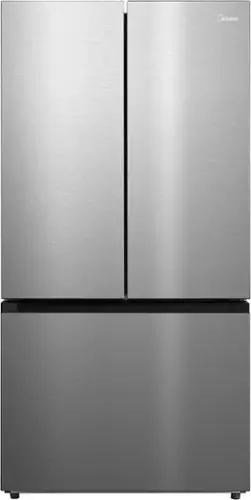 Front. Midea - 33 in. Wide Counter-Depth PLUS  23 Cu. Ft. French Door Refrigerator + Water2Ways - Stainless Steel.