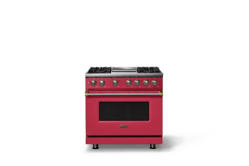 Viking - 36"W. Pro5S 5.6 Cu. Ft. Freestanding Self-Clean Sealed 4B Dual Fuel Convection Range/Grdl-Valentine/Brushed Brass - Valentine