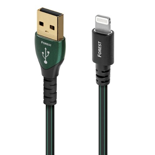 AudioQuest Forest USB-A > Lightning 2.5' Digital High-Definition Audio Cable with USB-C to Lightning Connectors - Black with Green Stripes INTERNATIONAL SHIPPING