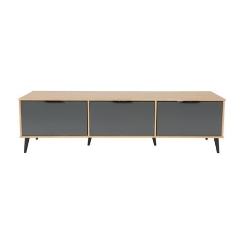 CorLiving - Cole Collection TV Stand with Enclosed Cabinets for Most TVs up to 85" - Light Wood-Front_Standard 
