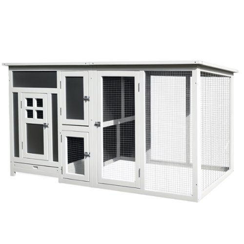Pawhut - 63" Chicken Coop Wooden Chicken House Rabbit Hutch Poultry Cage Hen Pen Backyard PC Roof with Run-Front_Standard 