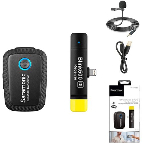 Saramonic - 2.4 GHz Wireless Clip-On Mic System w/ Lav & Dual Lightning Receiver for iPhone & iPad (Blink 500 B3) - Black-Front_Standard 