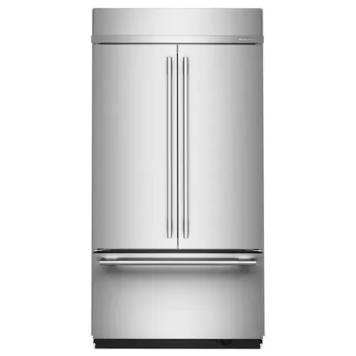Front. KitchenAid - 24.2 Cu. Ft. Built-In French Door Bottom Mount Refrigerator - Stainless Steel with PrintShield Finish.