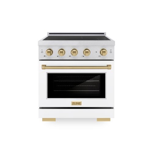 ZLINE - Autograph 30 in. 4.2 cu. ft. Paramount Freestanding Induction Range in Satin Steel with Bronze Accents & White Door - Matte White