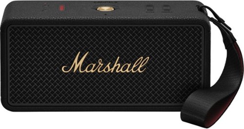 Marshall - Middleton II Portable Bluetooth Speaker with Rugged Waterproof / Dust-proof Wireless Design - Black/Brass-Front_Standard 