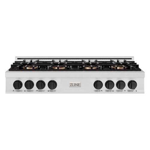 ZLINE - Autograph 48 in. Satin Steel Classic Rangetop with 8 DuoPro Burners and Black Accents (PCRTSZ-48-MB) - Satin Stainless Steel-Front_Standard 