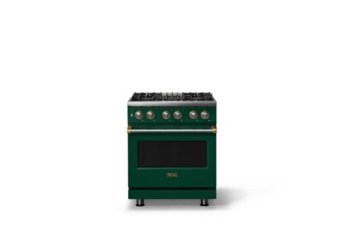 Viking - 30 in. Wide 4 Burner Pro5S 4.7 Cu. Ft. Freestanding Sealed DF Convection LP Range - Ivy w. Brushed Brass Trim - Ivy