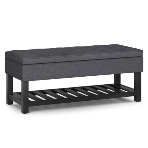 Simpli Home - Cosmopolitan Storage Ottoman Bench with Open Bottom - Slate Grey-Front_Standard 