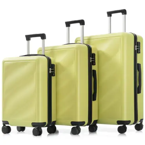 Front. Ecooso - Luggage Set 3 Piece, Lightweight Durable ABS Suitcases，Spinner Wheels，TSA Lock, Carry-on & Checked Luggage (20"/24"/28") - Tea Green.