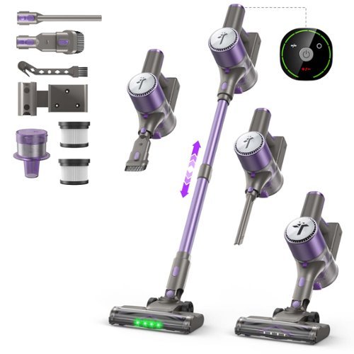 Teendow - Cordless Lightweight 300W Stick Vacuum Cleaner, Rechargeable 2 Speed Vacuum with LED Indicator, Large Dust Cup - Purple-Front_Standard 