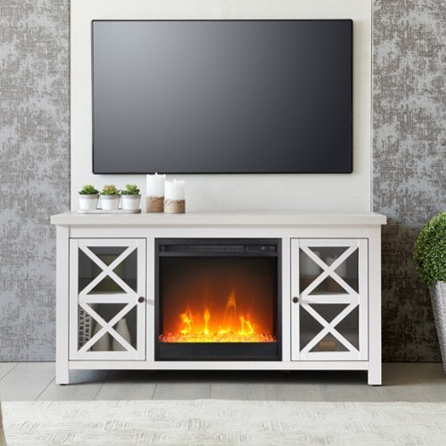 Camden&Wells - Portland Crystal Fireplace TV Stand for Most TVs up to 55" - Alabaster-Front_Standard 